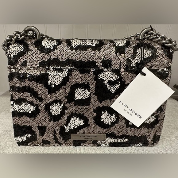 NWOT Kurt Geiger Black and Silver Leopard Sequin Women's Bag - Picture 2 of 7